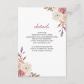 Mosterd Roos Roze Ivory Floral Wedding Details Informatiekaartje (Voorkant)