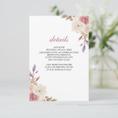 Mosterd Roos Roze Ivory Floral Wedding Details Informatiekaartje (Staand voorkant)