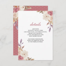 Mosterd Roos Roze Ivory Floral Wedding Details Informatiekaartje