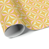 Mosterd Roze Retro Geometrisch Patroon Mid Century Cadeaupapier (Rol Hoek)