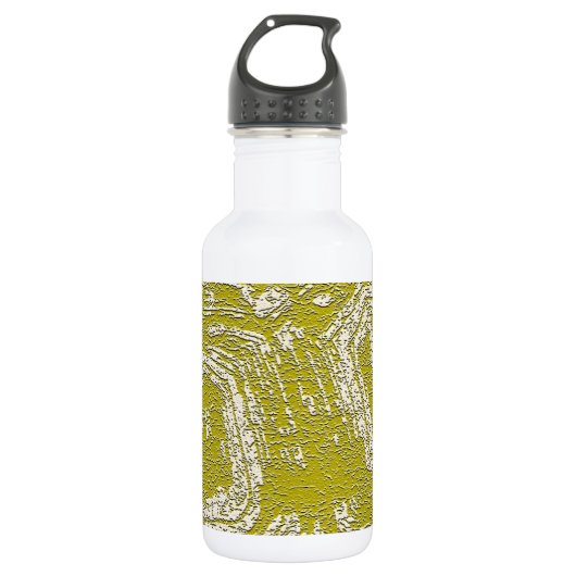 Mosterd Schildpad abstracte print van LeahG Waterfles (Voorkant)