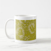 Mosterd Schildpad Shell abstracte print door LeahG Koffiemok (Links)