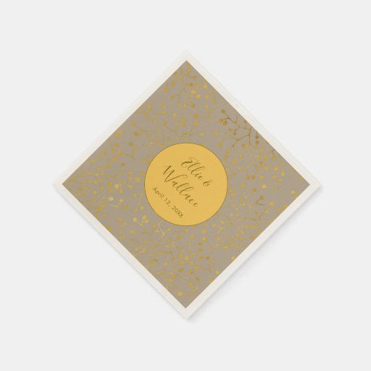 Mosterd Spice Bruiloft Elegant Twig Patroon Servet (Hoek)