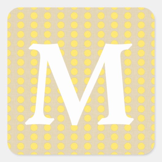 Mosterd Spice Moods Stippen met Monogram Initiaal Vierkante Sticker (Voorkant)