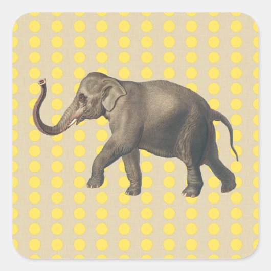 Mosterd Spice Moods Stippen met olifant Vierkante Sticker (Voorkant)