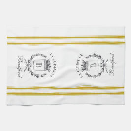 Mosterd  stijl Franse zak met aangepaste naam Theedoek