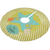 Mosterd Stip en Stripes - Gepersonaliseerde boomro Kerstboom Rok (Gekanteld)