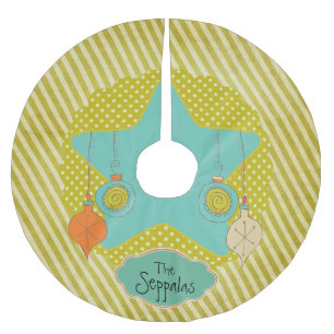 Mosterd Stip en Stripes - Gepersonaliseerde boomro Kerstboom Rok