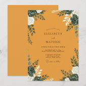 Mosterd Teal Loofwerk Grijs Eucalyptus Bruiloft Kaart (Voorkant / Achterkant)