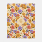 Mosterd Terracotta Blau Wilde Bloem Fleece Deken (Voorkant)