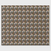 Mosterd traditionele tartan gepersonaliseerde kers cadeaupapier (Vlak)