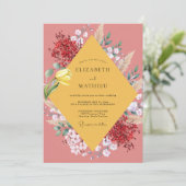 Mosterd Tulp Terracotta Eucalyptus Bruiloft Kaart (Staand voorkant)