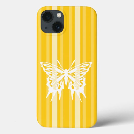 Mosterd Victoriaans streep met vlinder Case-Mate iPhone Case (Achterkant)