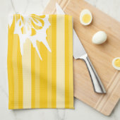 Mosterd Victoriaans streep met vlinder Theedoek (Quarter Fold)