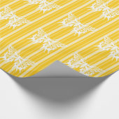 Mosterd Victorian Streep met Vlinder Cadeaupapier (Hoek)