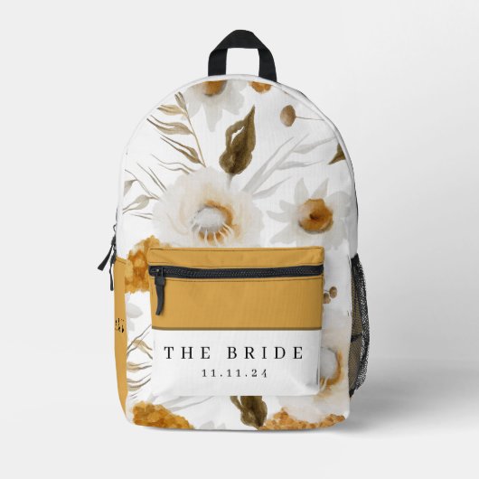 Mosterd Waterverf Bloemenbruid Rugzak (Voorkant)