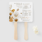 Mosterd Waterverf Floral Wedding Programme Fans Handwaaier (Voorkant en achterkant)