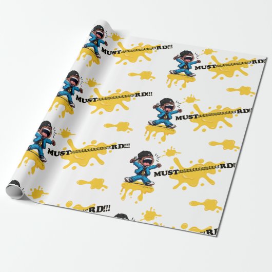 Mosterd Wrapping Paper White voor alle gelegenhede Cadeaupapier (Uitgerold)