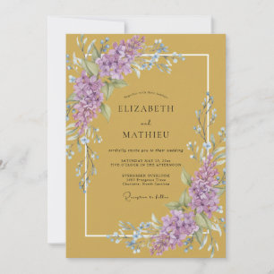 Mosterd Zachte Lila Wisteria Bruiloft Kaart