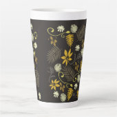 Mosterd & Zwarte platte mok (Voorkant)