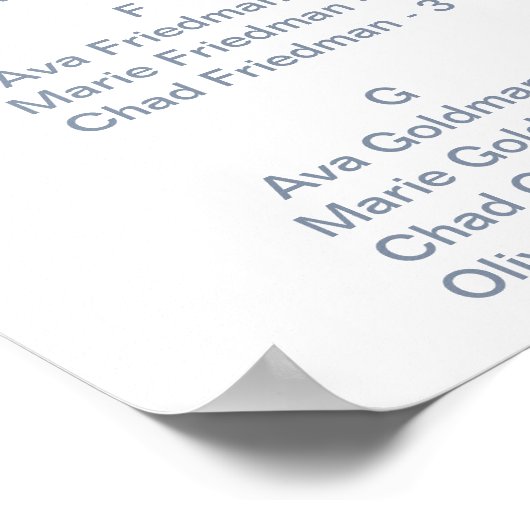 Mosterdblauw flesjes - Alfabetische zitrooster Poster (Hoek)