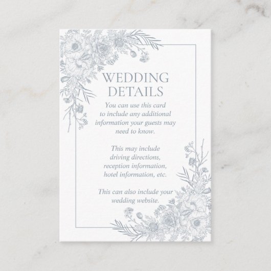 mosterdblauw-lijn (art bruiloft) informatiekaartje (Voorkant)