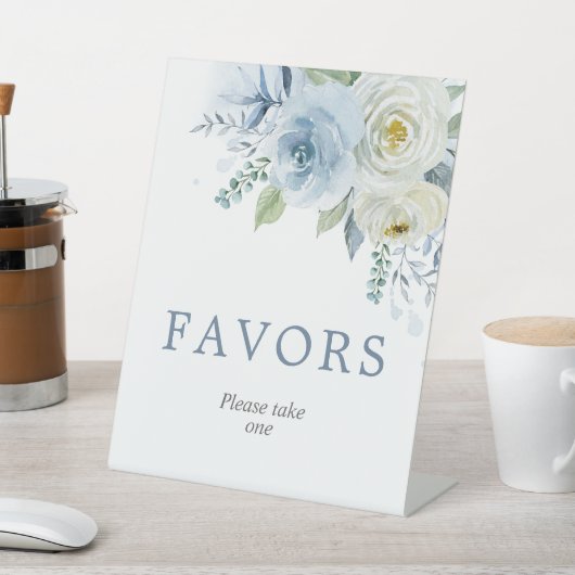 Mosterdblauw Roos - Floral Shower Favors Sign Reclamebord Met Voetstuk (Insitu)