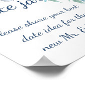 Mosterdblauw vrijgezellenfeest poster (Hoek)