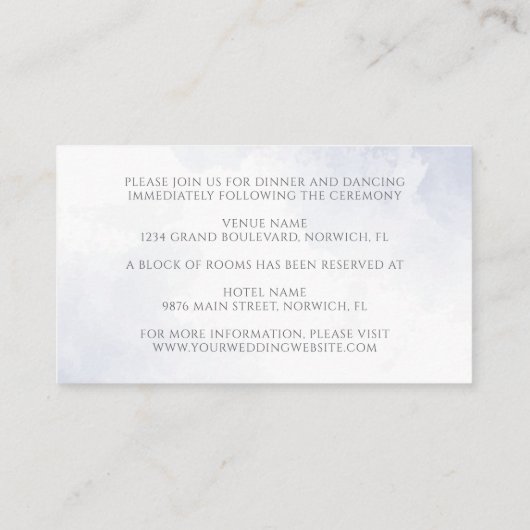 Mosterdblauw Waterverf (Floral Wedding) - Gegevens Informatiekaartje (Achterkant)