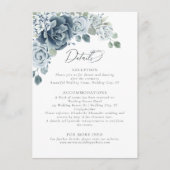 Mosterdblauw Waterverf (Floral Wedding) - Gegevens Informatiekaartje (Voorkant)