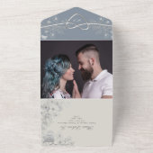  mosterdblauwe bruiloft in één uitnodiging (Buitenkant)