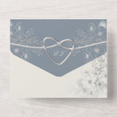  mosterdblauwe bruiloft in één uitnodiging (Achterkant)