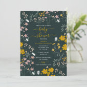 Mosterdbloem Boheemse wilde bloemen Baby shower Kaart (Staand voorkant)