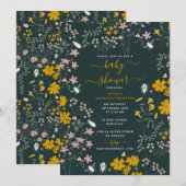 Mosterdbloem Boheemse wilde bloemen Baby shower Kaart (Voorkant / Achterkant)