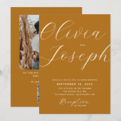 Mosterdbruine bruiloft | Herfst rustieke foto & QR Kaart (Voorkant / Achterkant)