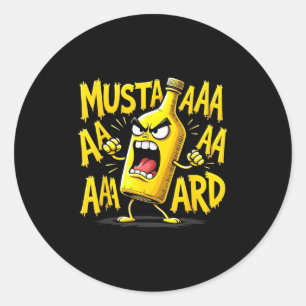 Mosterdfles Scream Funny Condiment Rap Humor Ronde Sticker
