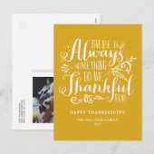 Mosterdgeel altijd dankbaar citaat Thanksgiving Feestdagenkaart (Voorkant / Achterkant)