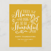 Mosterdgeel altijd dankbaar citaat Thanksgiving Feestdagenkaart (Voorkant)