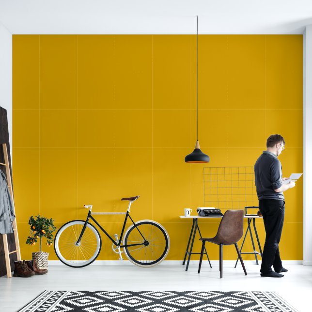 Mosterdgeel Behang (Woonkamer)