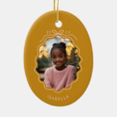 Mosterdgeel Blush Pink Simple Bow Ornament (Achterkant)