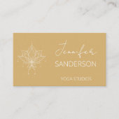 Mosterdgeel Boho Bloemen Lotus Yoga Visitekaartje (Voorkant)