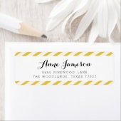 Mosterdgeel Carnaval Stripes Adresetiketten Etiket (Insitu)