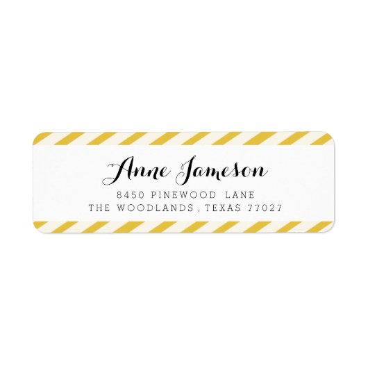 Mosterdgeel Carnaval Stripes Adresetiketten Etiket (Voorkant)