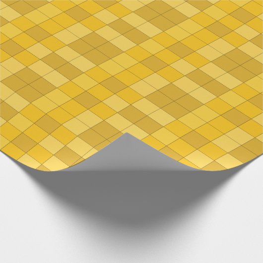 Mosterdgeel dambord Mosterd Cadeaupapier (Hoek)