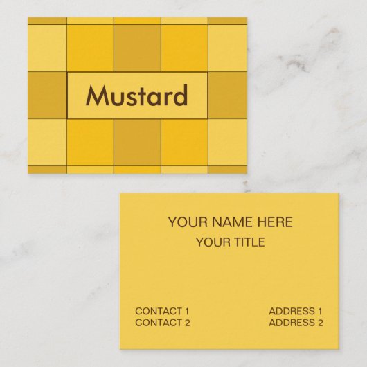 mosterdgeel dambord visitekaartje (Voorkant / Achterkant)