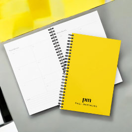 Mosterdgeel Eenvoudig Monogram Initialen en Naam Planner