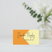 Mosterdgeel en crème minimalistisch Visitekaartje (Staand voorkant)