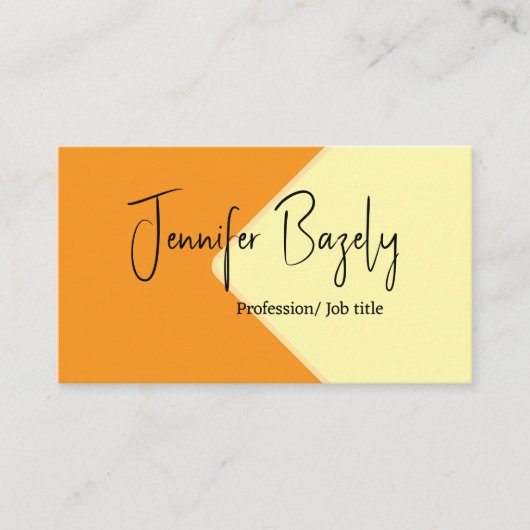 Mosterdgeel en crème minimalistisch Visitekaartje (Voorkant)