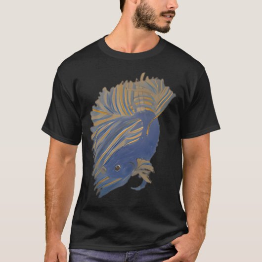 Mosterdgeel en Gewone Blauwe Betta T-shirt (Voorkant)