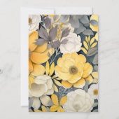 Mosterdgeel en lichtgrijs bloemenbruiloft kaart (Achterkant)